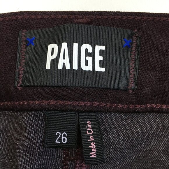 PAIGE Premium Denim Dark Plum Coated Verdugo Ankle 5 Pocket Logo Hardware Jeans - Picture 2 of 10